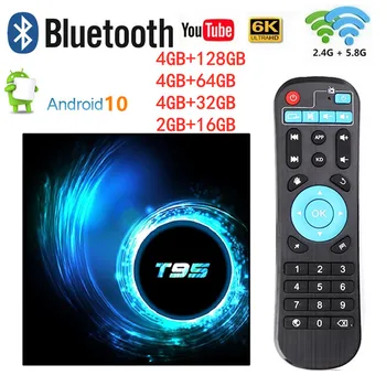 T95 Android 10 TV Box Allwinner H616 Четырехъядерный H.265 6K UHD телеприставка 2,4 G/5G WiFi BT5.0 Медиаплеер