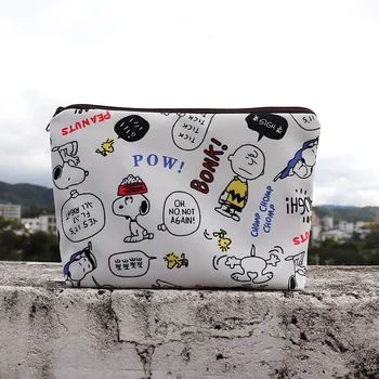 Косметичка Snoopy для девочек и мальчиков, мультяшная студенческая дорожная сумка для хранения большой емкости, милая косметичка для мытья макияжа, сумочка-клатч, портмоне для монет