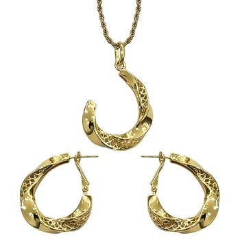 Модный Дубайский ювелирный набор для женщин, серьги-подвески с 18-каратным золотым покрытием, ожерелье, классическая повседневная одежда в Дубае, подарок для женщины-жены